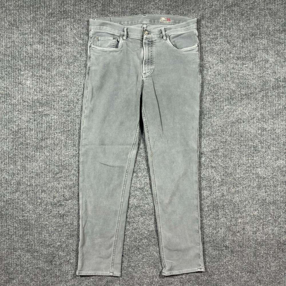 Faherty MFG Mens Slim Straight Jeans Size 35 Gray Denim Modern Low Rise Casual